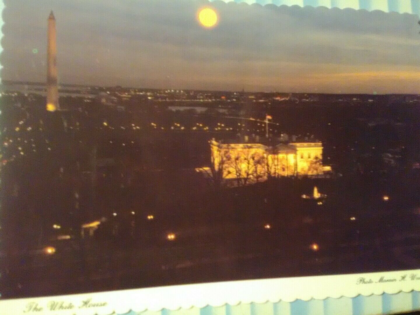 Vintage Post Card After Dusk  Evening View The White House Washington D.c.