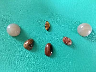 Loose Stones, A Tiger Eye Marquise, Breciated Jasper Cabochons, 2 White Cabs,