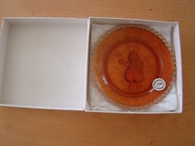Vintage Pairpoint Glass 3 1/2" Cup Plate Amber Peter Rabbit Thornton Burgess