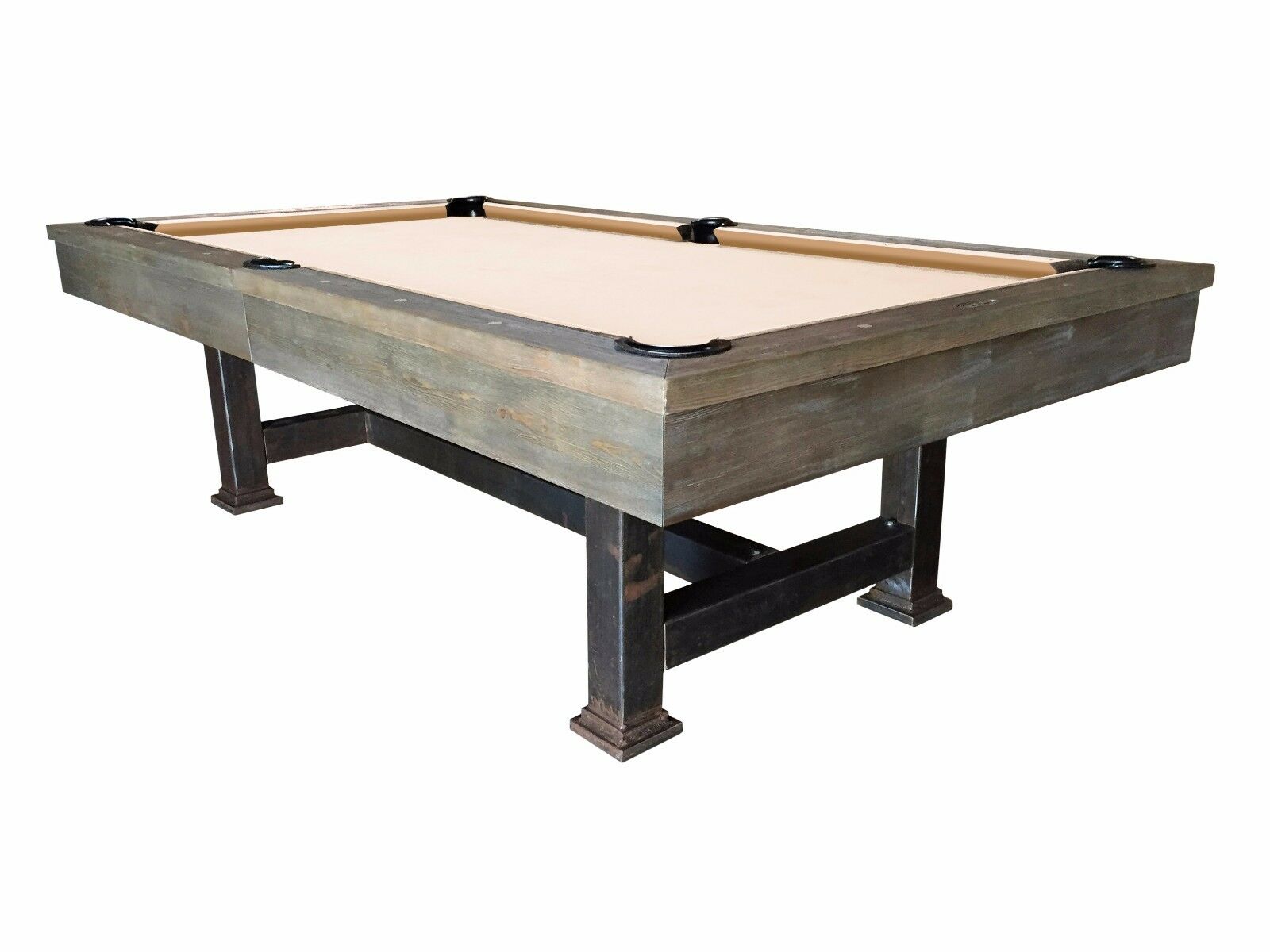 The Bodie - 8' Weathered Oak Slate Pool Table With Antiqued Steel Legs