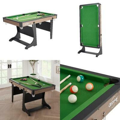60" Folding Small Pool Table With Accessories Green Cloth Billiard 5 Foot Kids
