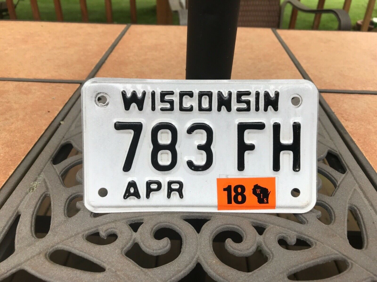 Black On White Wisconsin Motorcycle Bike Cycle License Plate 783-fh