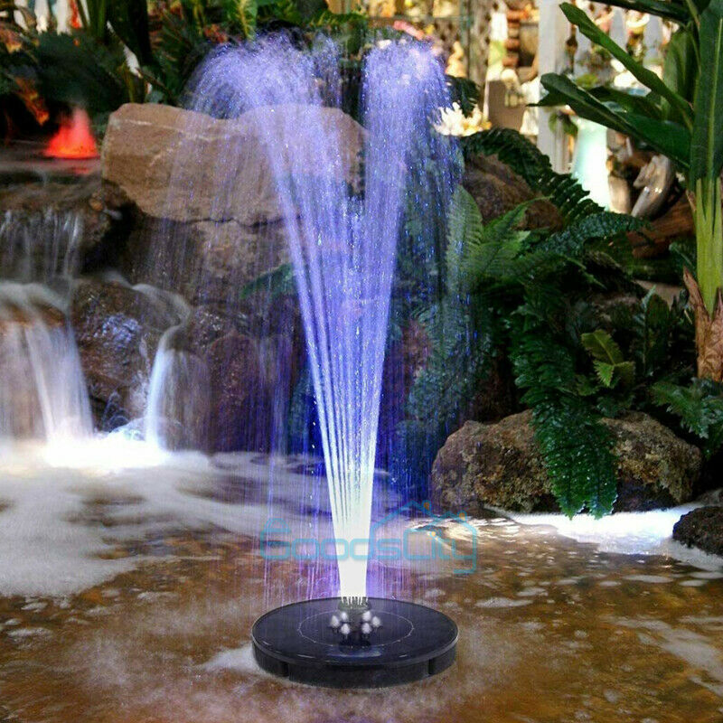 6 Led Lights Solar Powered Fountain Water Pump Night Floating Garden Bird Bath