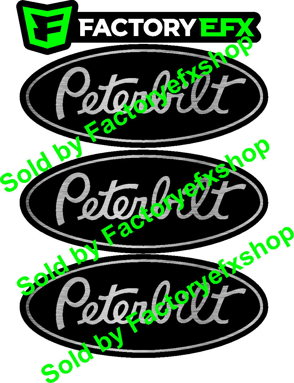 3 Custom Black Ss Peterbilt 359 Grille Hood Emblem Decal Triaxle Custom Logos