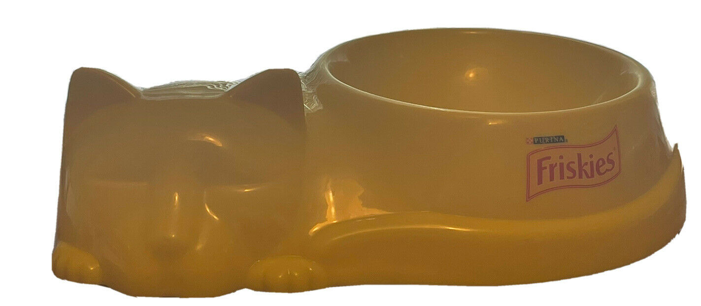 Friskies Yellow Plastic Figure Food Bowl Water Dish Promotional Ad Morris Rare