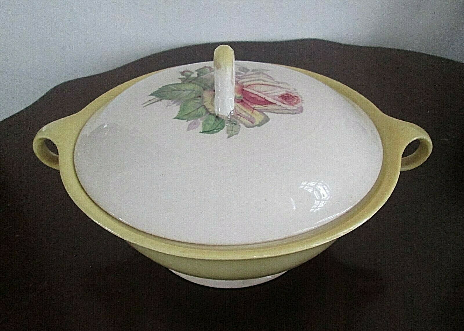 Limoges-american Tea Rose Cotillion Yellow Round Covered Vegetable Bowl Vhtf