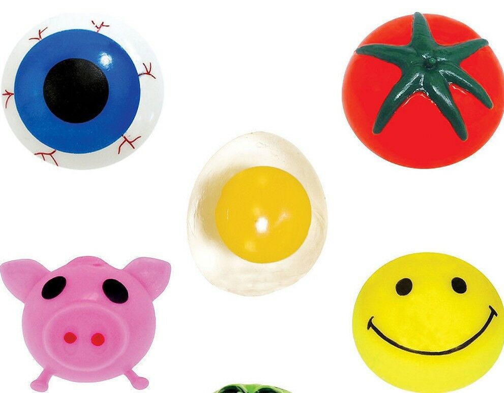 Wholesale 1 Box (144pc) Squishy Smiley Fun Splat Balls Toy Mixed Box
