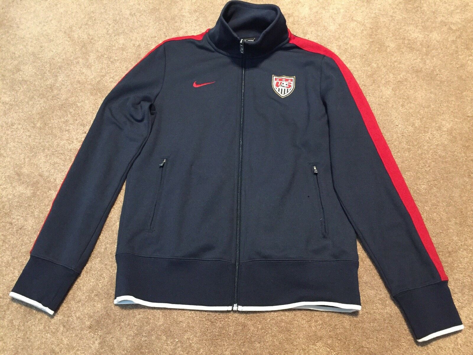Women Unisex Nike Red White Blue Usa Soccer Track Full Zip Jacket Coat  Xl