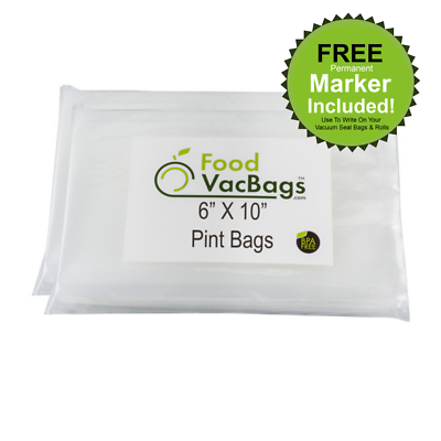 100 6x10 Pint Vacuum Sealer Bags Compatible W Foodsaver™ For Food Storage