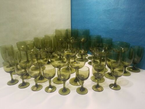 Handcrafted Sasaki Glass Co. Ltd. Tokyo .103 Japan Vintage Green Stemware
