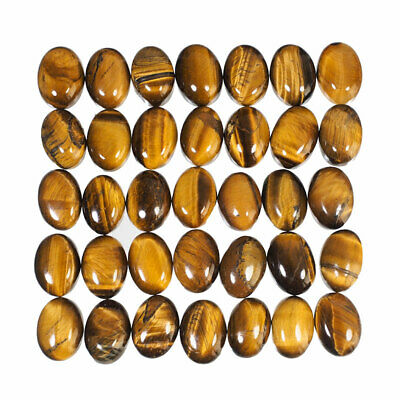 214.90 Cts/35 Pcs Natural Tiger Eye Oval Cabochon Loose Gemstones Wholesale Lot