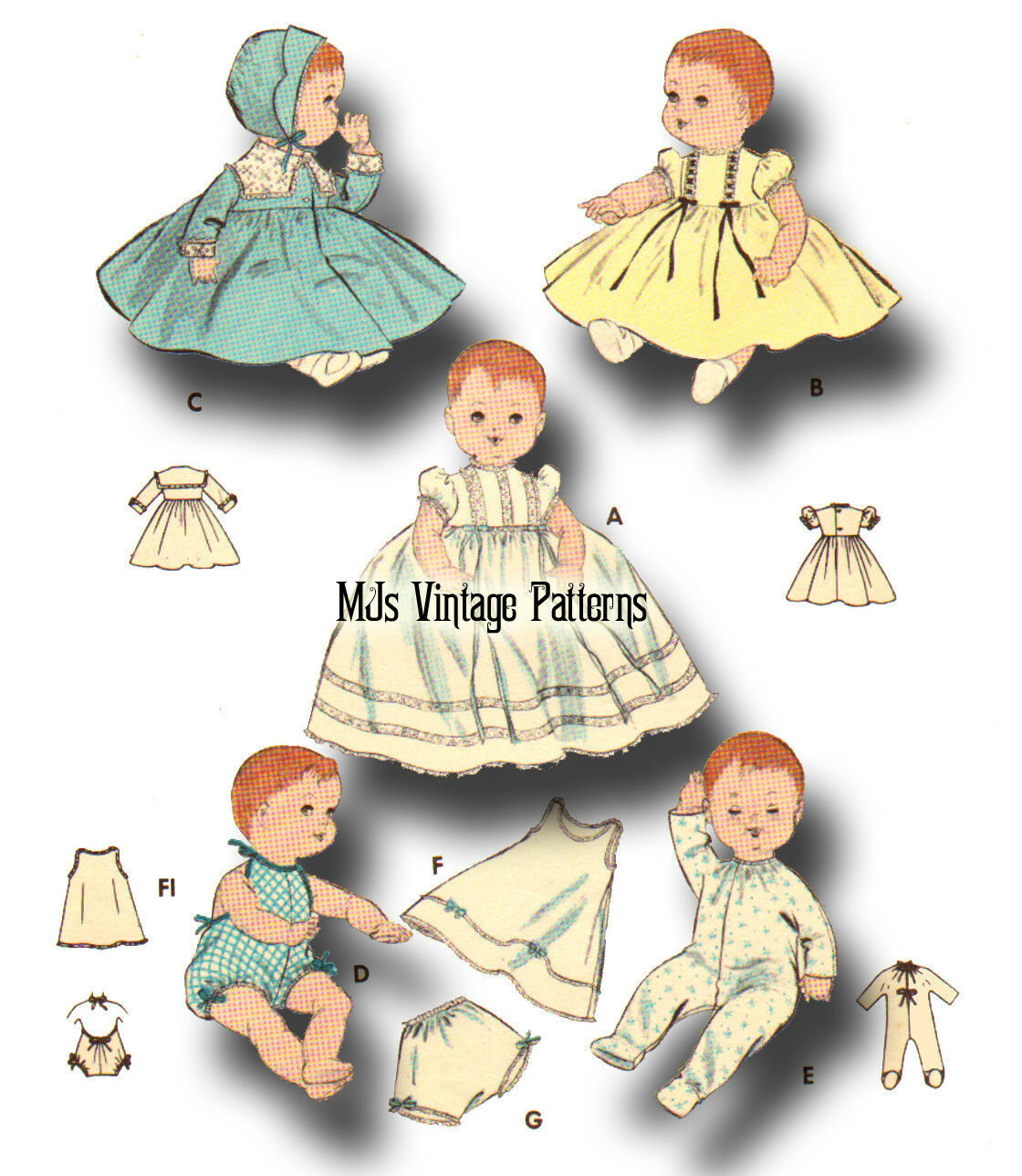 Vintage Baby Doll Clothes Pattern ~ 20" Tiny Tears, Betsy Wetsy, Dy Dee