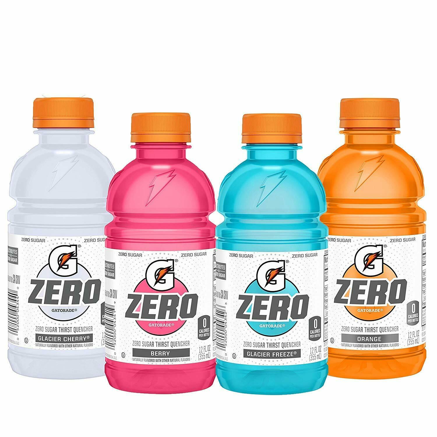 Gatorade Zero Sugar Thirst Quencher, Glacier Cherry Variety Pack, 12 Fl Oz, 24pc