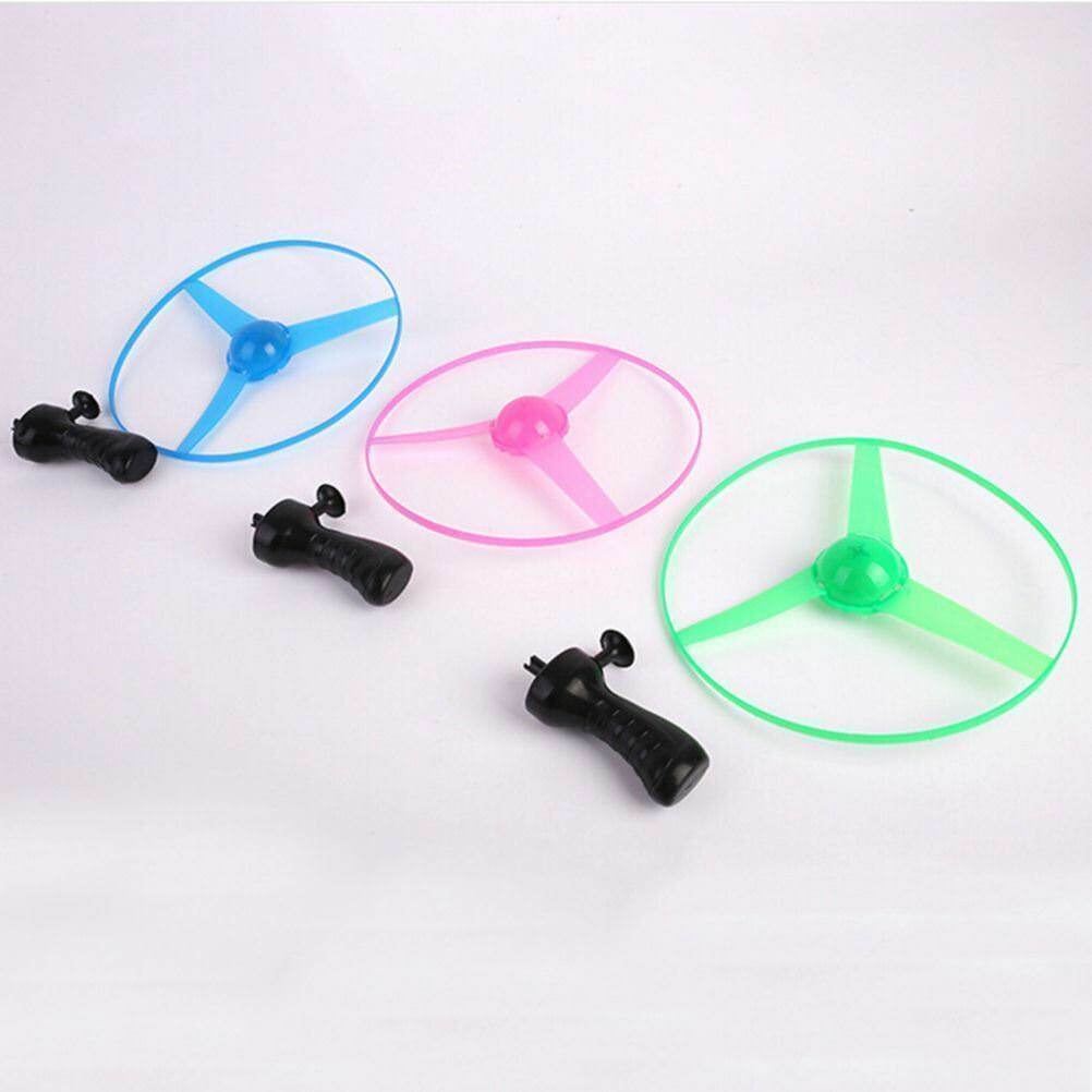 Led Light Up Pull String Ufo Frisbee Flying Saucer Disc Kids Toy 3pc