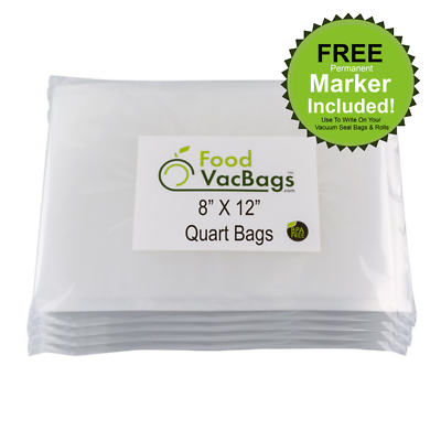 200 8x12 Quart Foodvacbags Vacuum Seal Bag Honeycomb Embossed Works W/ Foodsaver