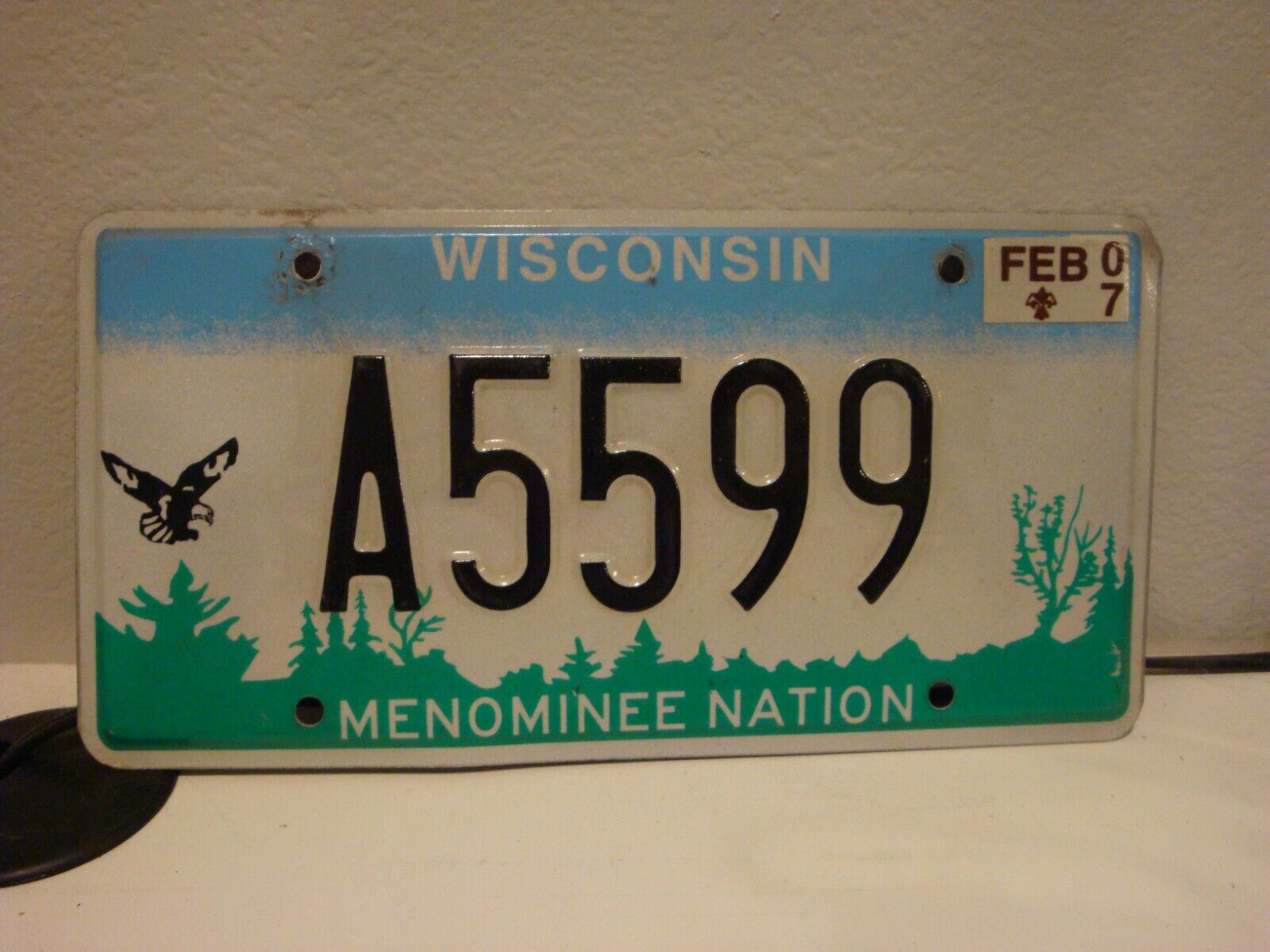 Wisconsin Menominee Nation Indian Tribe License Plate  # A5599