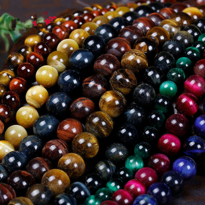 Natural Tiger Eye Gemstone Loose Spacer Round Beads Diy Craft Jewelry Finding