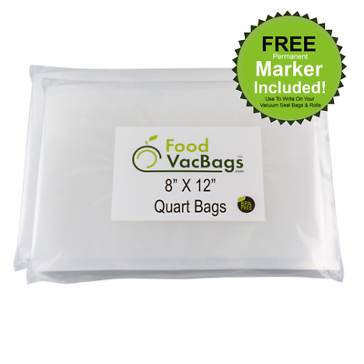 100 8x12 Quart Foodvacbags For Foodsaver Machine Storage Vacuum Sealer Bags