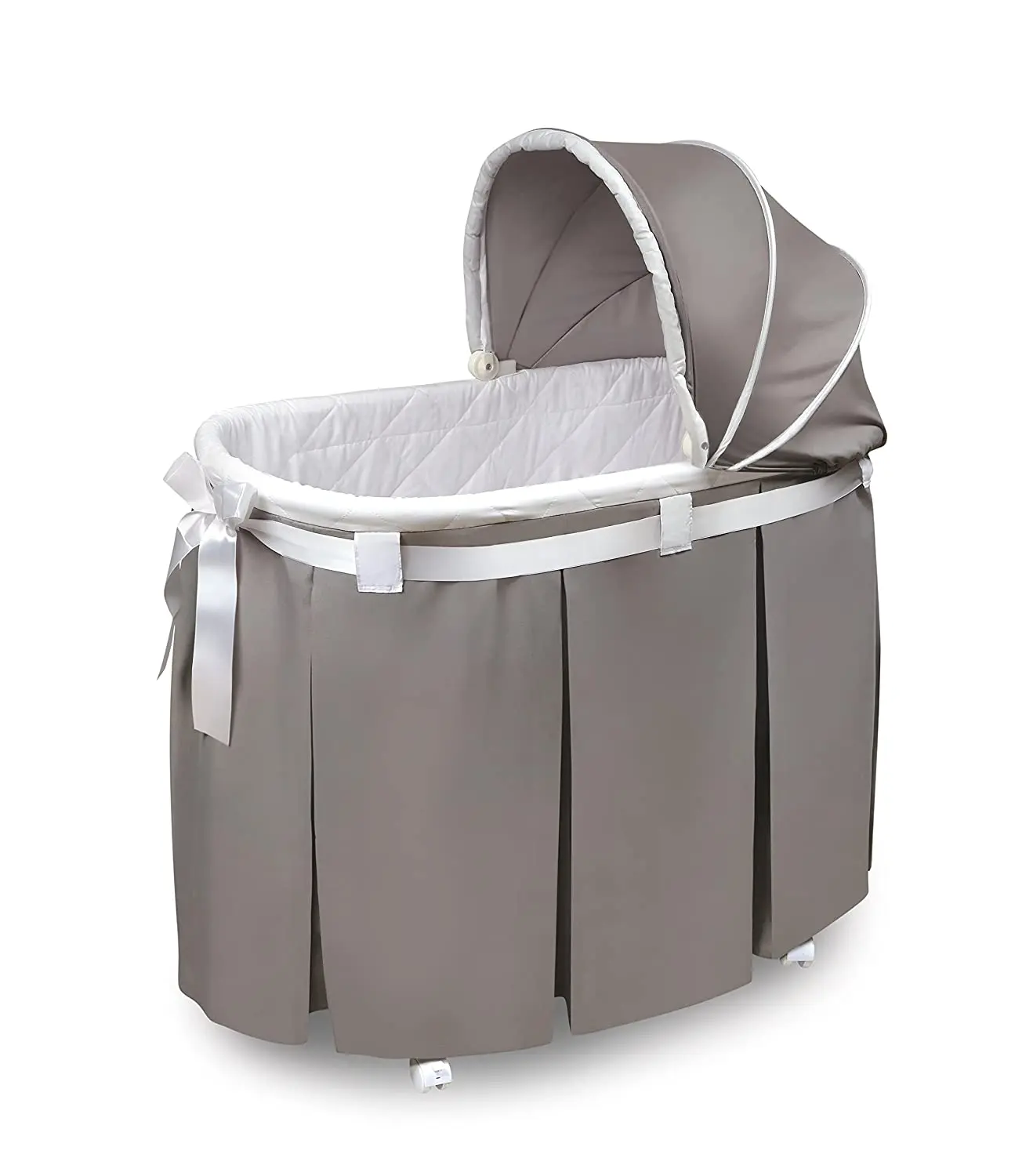 Wishes Oval Rocking Baby Bassinet With Bedding, Storage, And Pad
