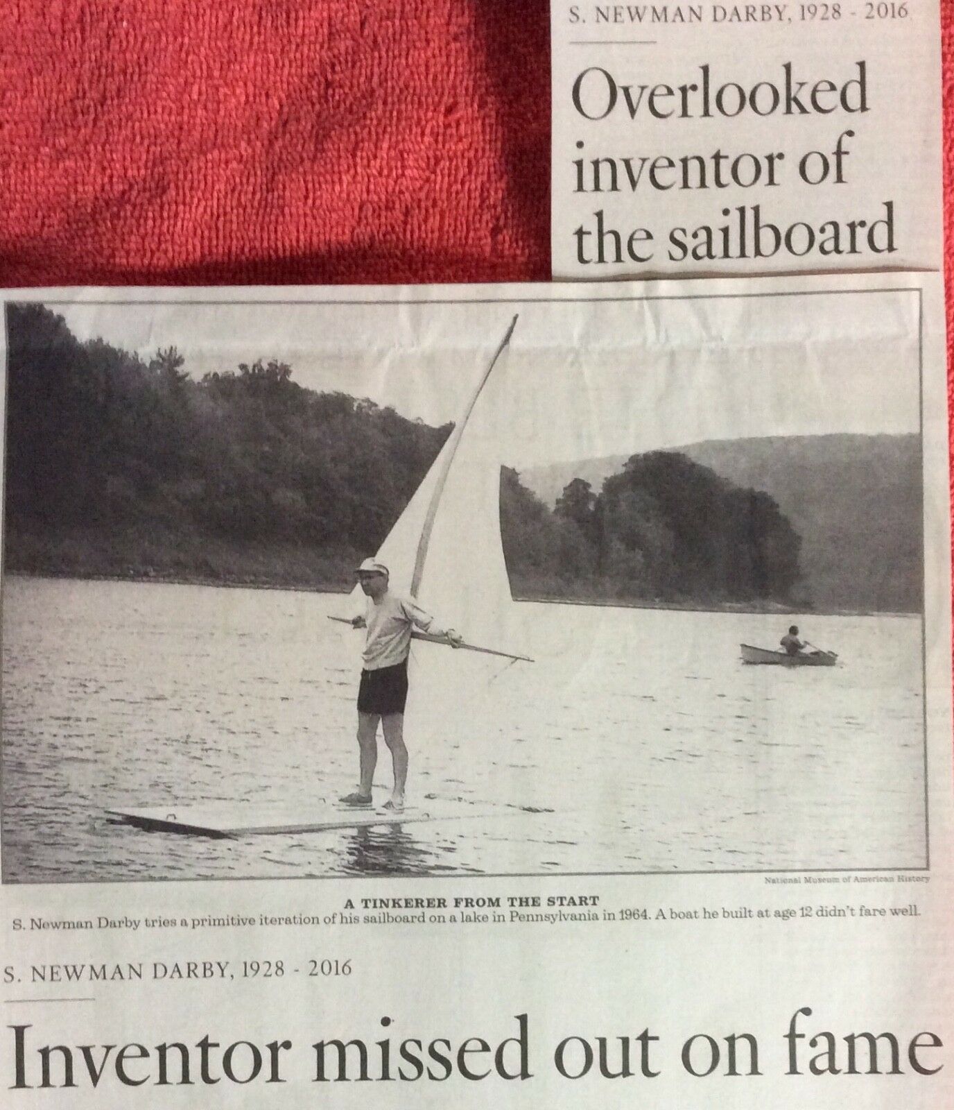 S. Newman Darby 1928 - 2016 Obituary Inventor Of The Sailboard