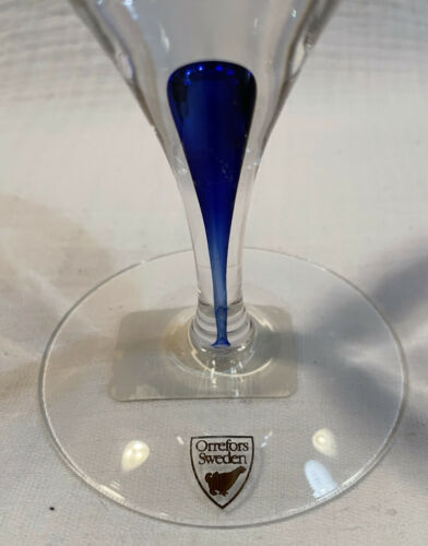 Orrefors Sweden Intermezzo Cobalt Blue Iced Tea Glass  Nwt
