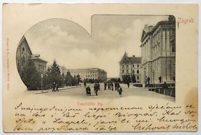 1916 Postcard Zagreb Croatia Yugoslavia Serbian Stengel & Co University Square