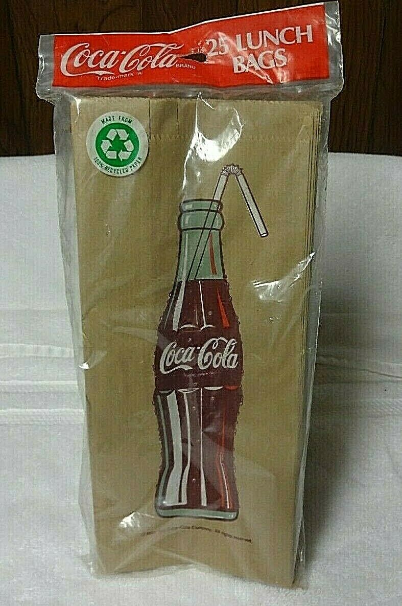 New & Sealed Vintage Coca Cola Paper Lunch Bags, 25 Count