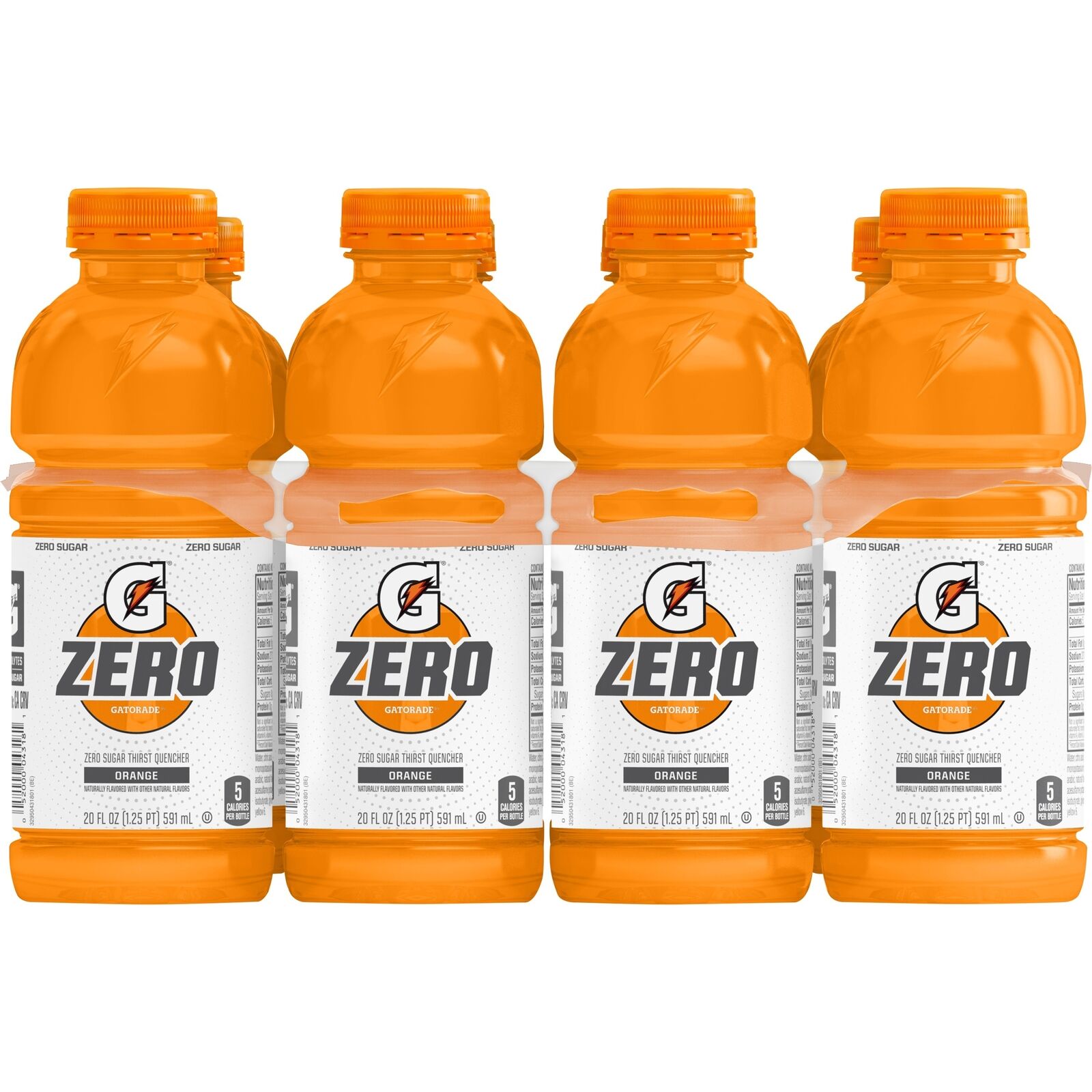 (8 Count) Gatorade G Zero Thirst Quencher, Orange, 20 Fl Oz