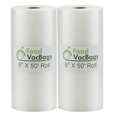 2 Rolls 8"x50' Vacuum Seal Bags For Foodsaver Sealer & Sous Vide | Foodvacbags
