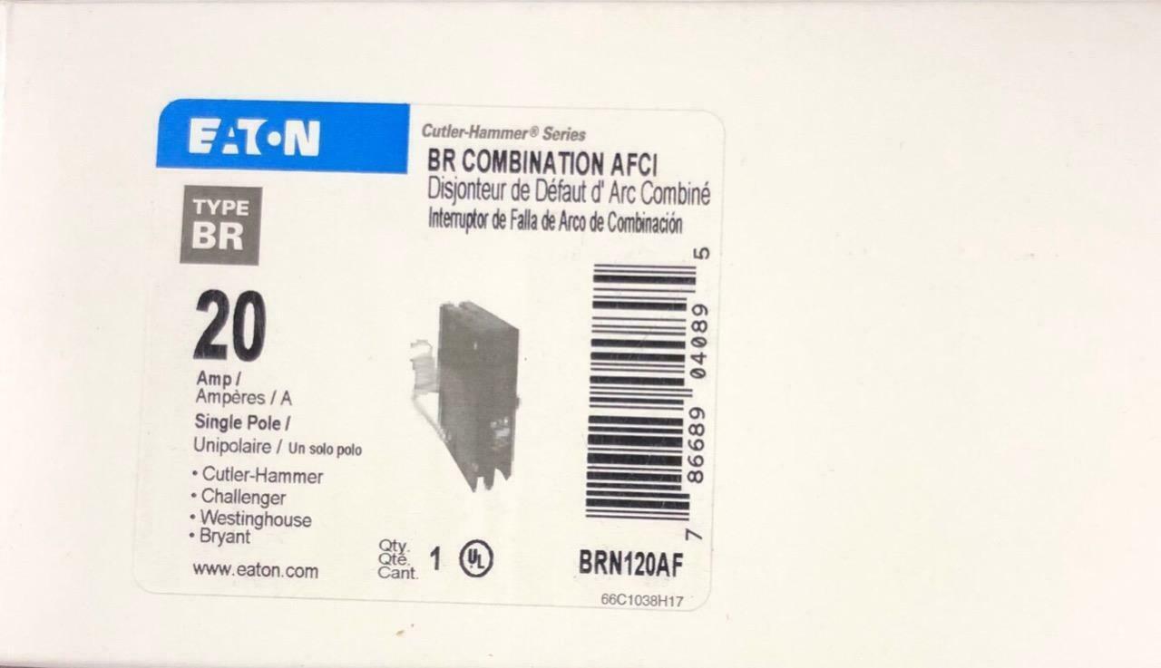 Eaton Brn120af Br Combination Afci Circuit Breaker 20 Amp (replacement Brcaf120)
