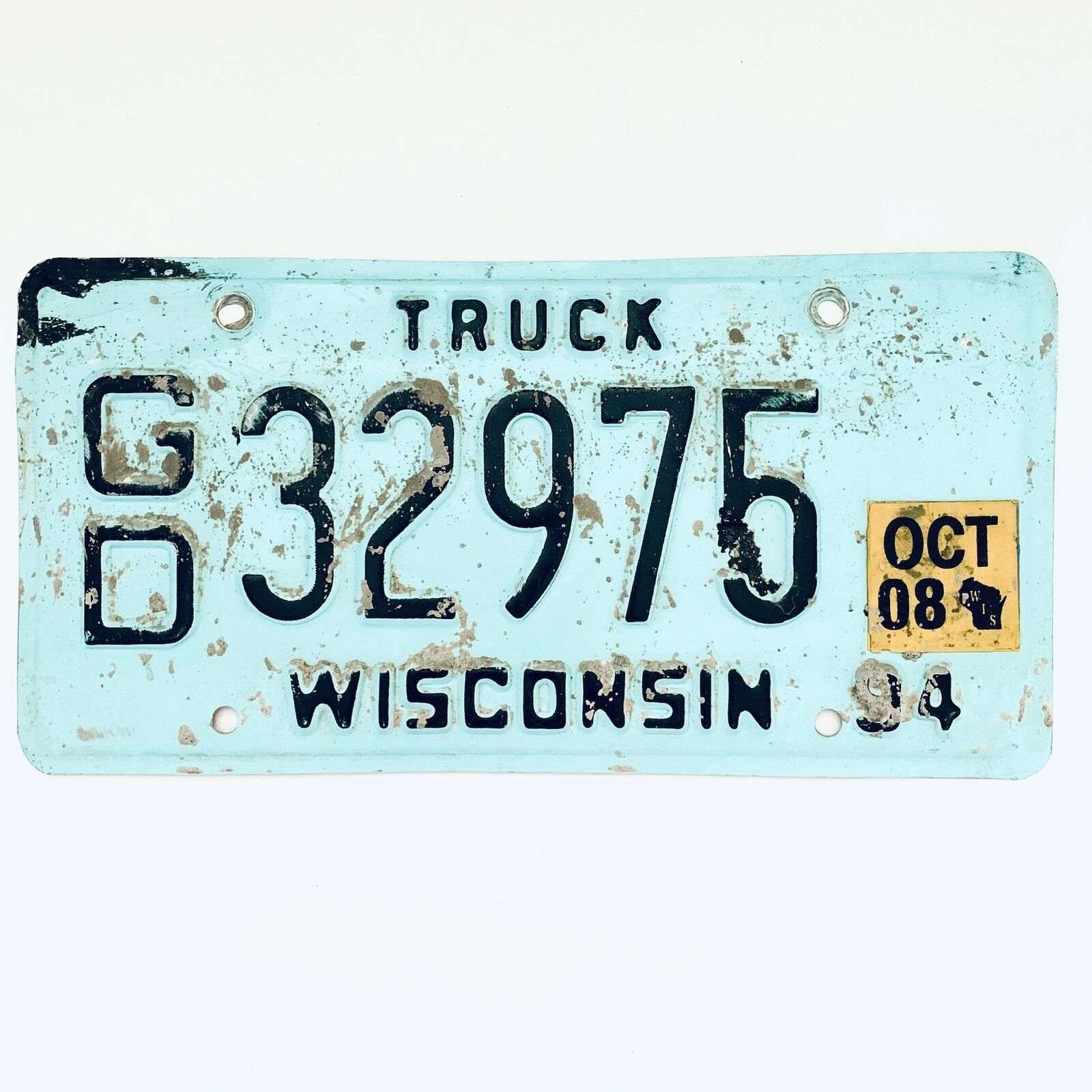 2008 United States Wisconsin Base Truck License Plate Gd 32975