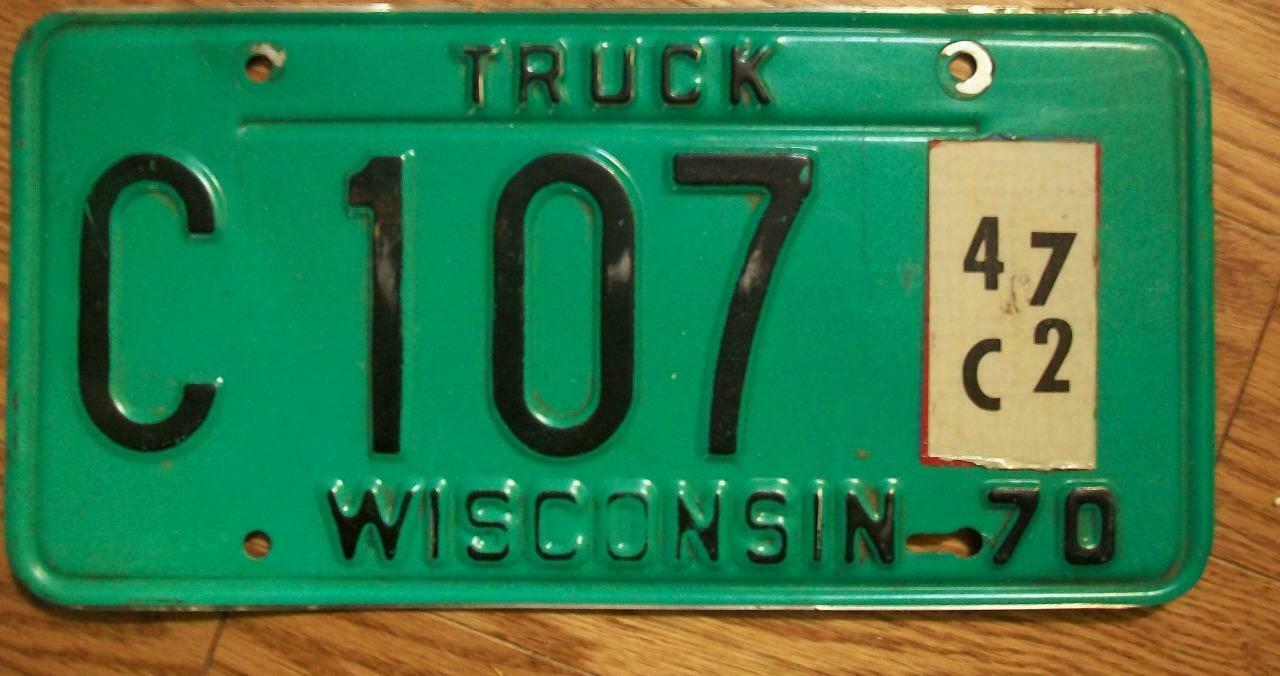 Single Wisconsin License Plate - 1970 - C 107