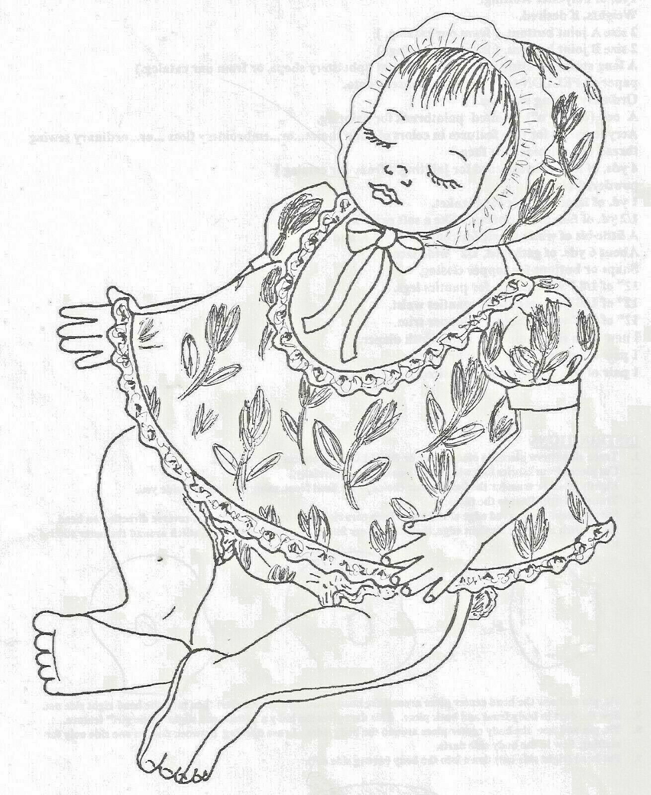 20"cloth Soft Sculpture Newborn(0-3 Mos.)beny Leg Baby Doll Dress Bonnet Pattern