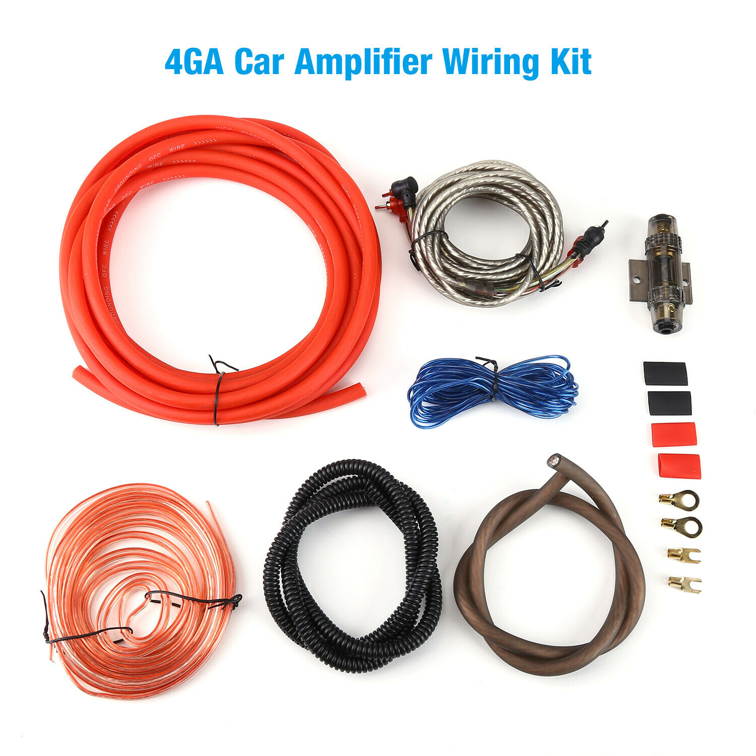 Auto Car Audio 4 Gauge Cable Kit Amp Amplifier Install Rca Subwoofer Sub Wiring