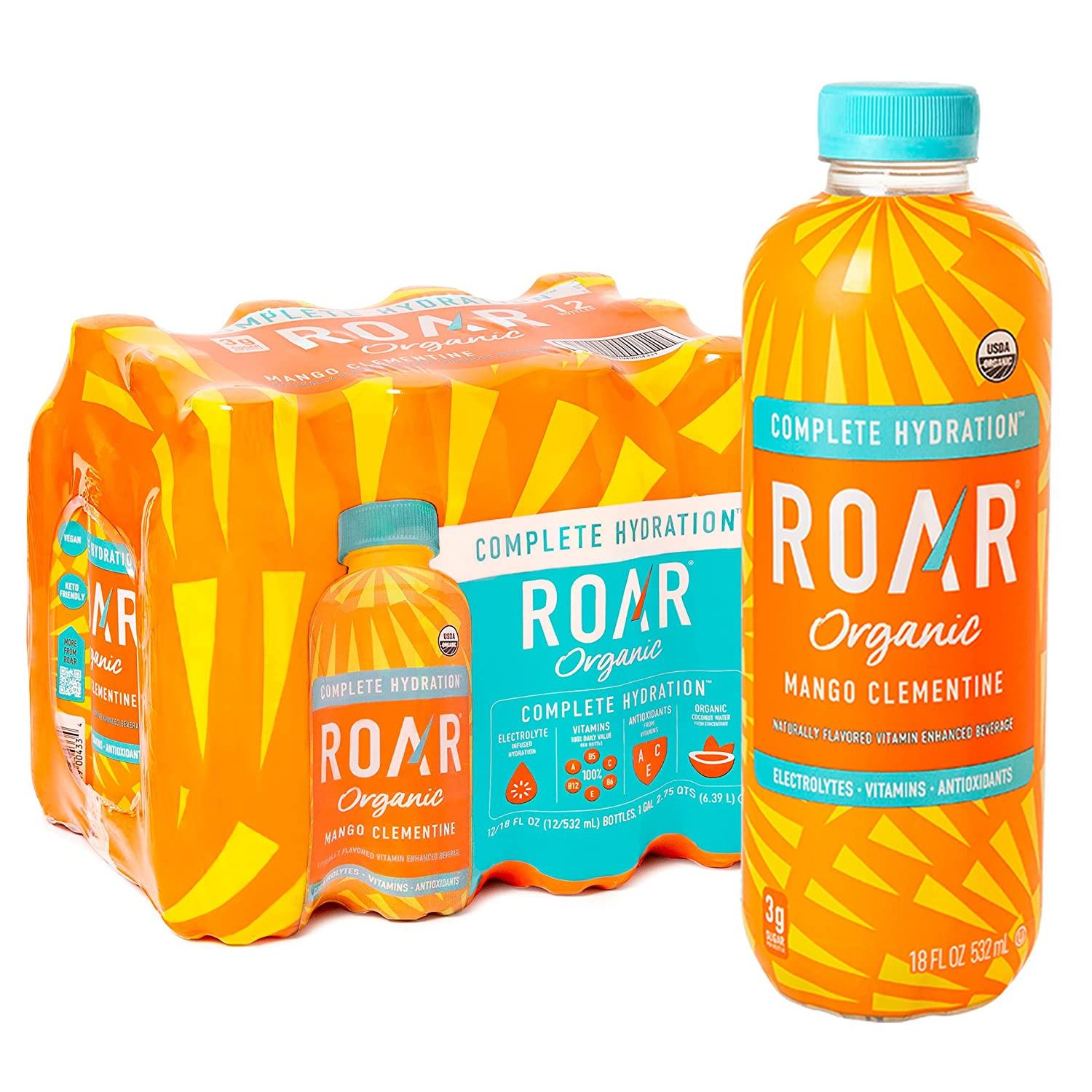 Roar Beverages Mango Clementine Organic, 18 Fl Oz (pack Of 12) - Free Ship