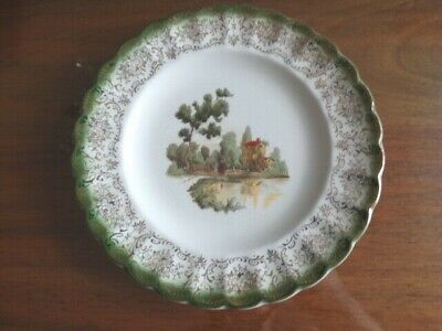 American Limoges Chateau France Mandarin Green 6 1/4" Bread  & Butter Plate Vguc