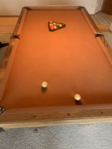 Pick Up Only- Regulation Slate Pool Table/ Maroon/ Overhead Light Included