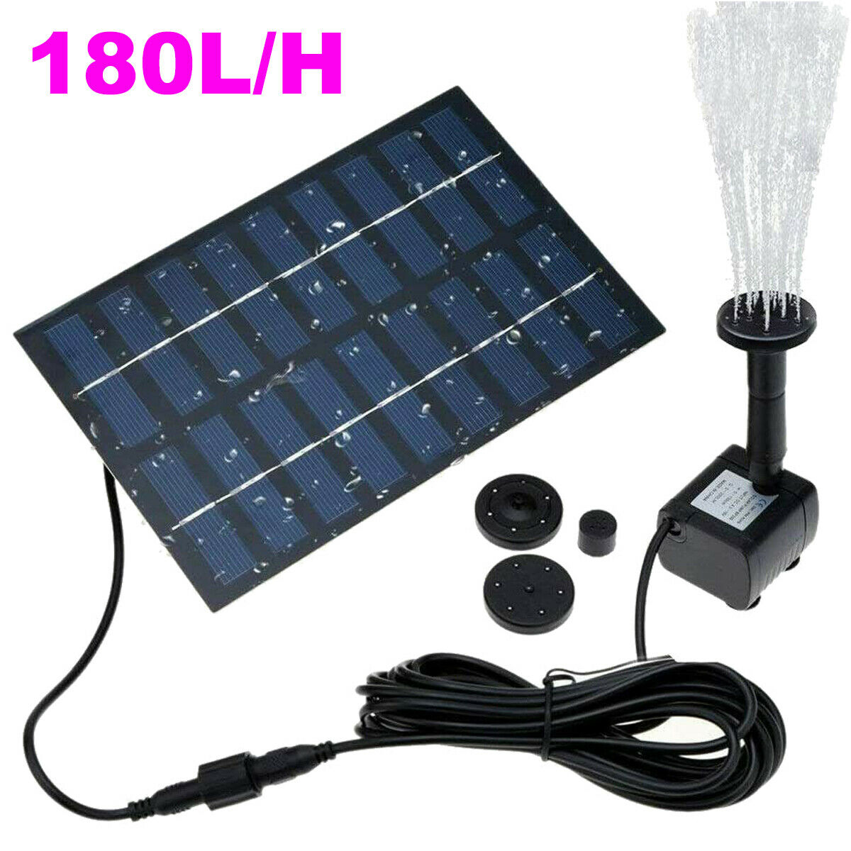 180l/h Solar Water Panel Power Fountain Pump Garden Pond Watering Submersible