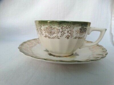 American Limoges Chateau France Mandarin Green Cup And Saucer Set Vguc