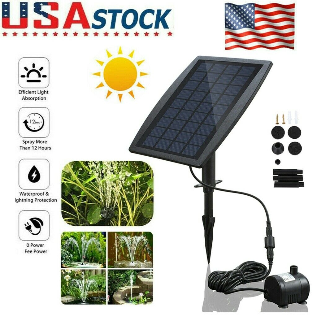 200l/h Solar Power Panel Kit Fountain Pool Pond Garden Submersible Water Pump Us
