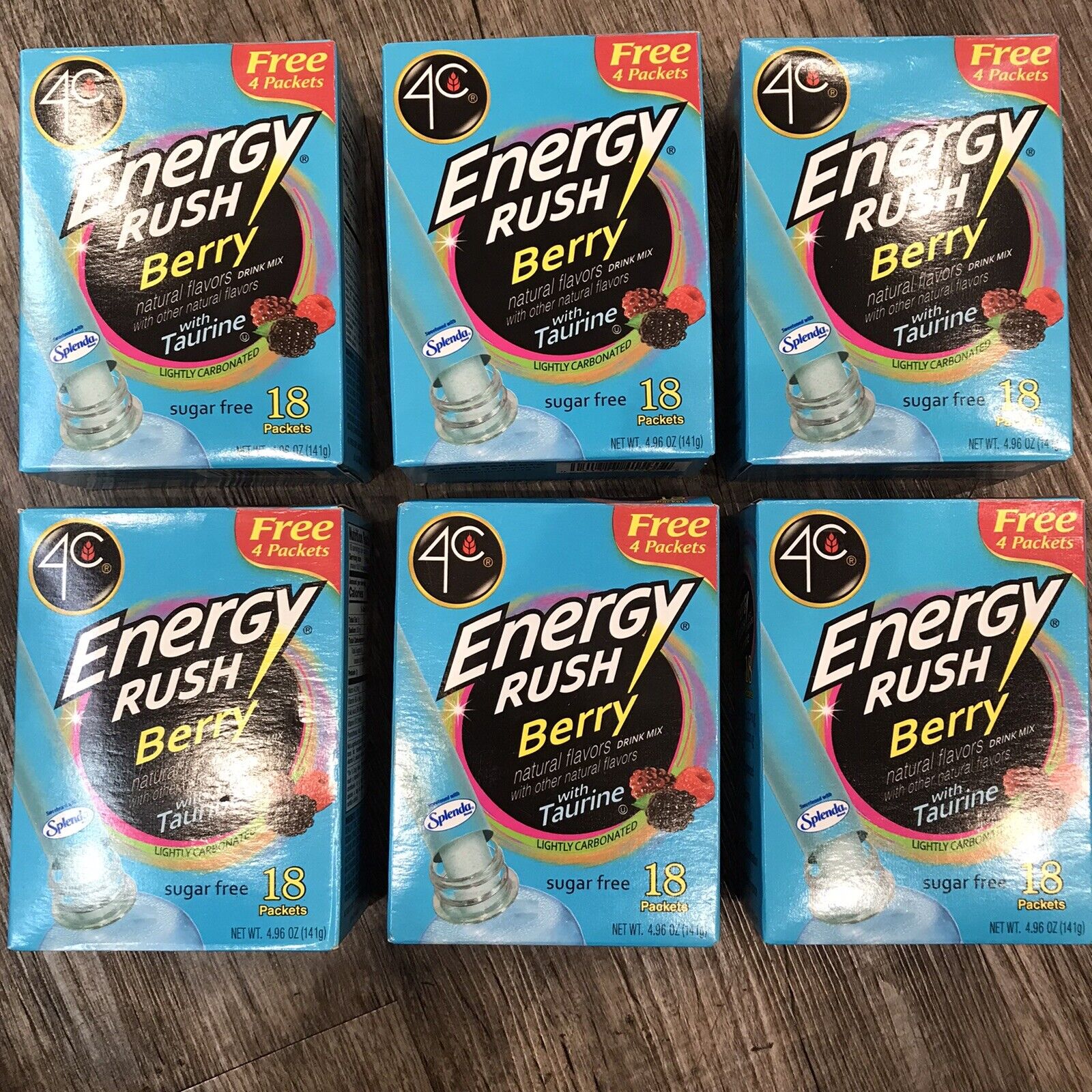 4c Energy Rush Berry With Taurine 108 Packets Bbd 3/23 “lot Of 6”new Open Box