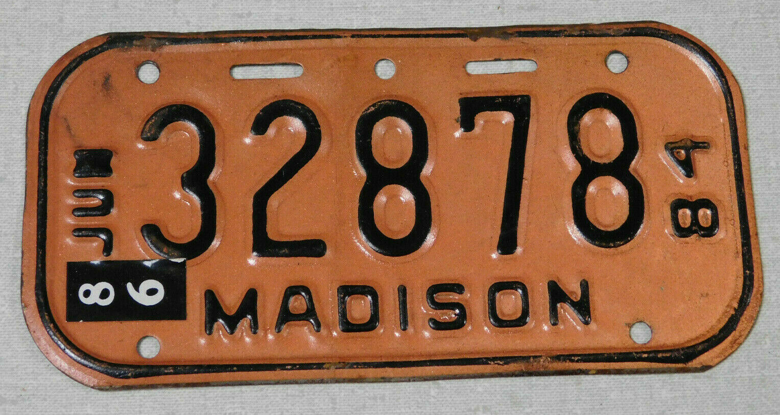 1986 Madison Wisconsin Bicycle License Plate