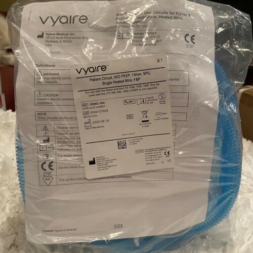 Vyaire Patient Circuit 15090-104 Lot Of 10 W/o Peep 15mm Spu