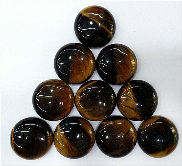 10pcs 20mm Natural Brown Tiger Eye Gem Round Cab Cabochon Jewelry Making Hh7155