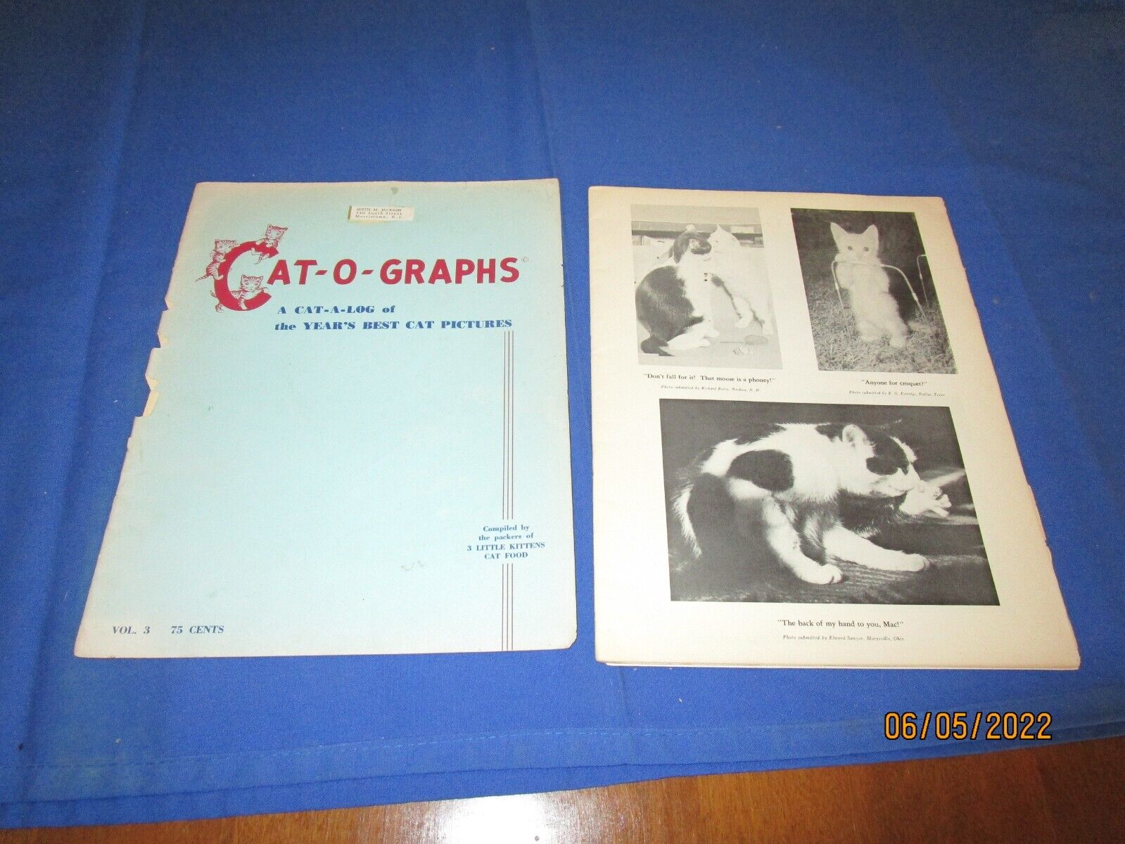 Cat-o-graphs Vol 3, 1952 Year's Best Cat Pictures   3 Little Kittens Cat Food