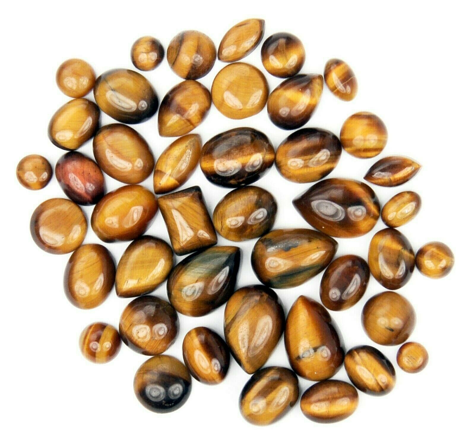 67.80 Ct Lot Of Cabochon Tiger's Eye Gemstones. Great Jewelry Making