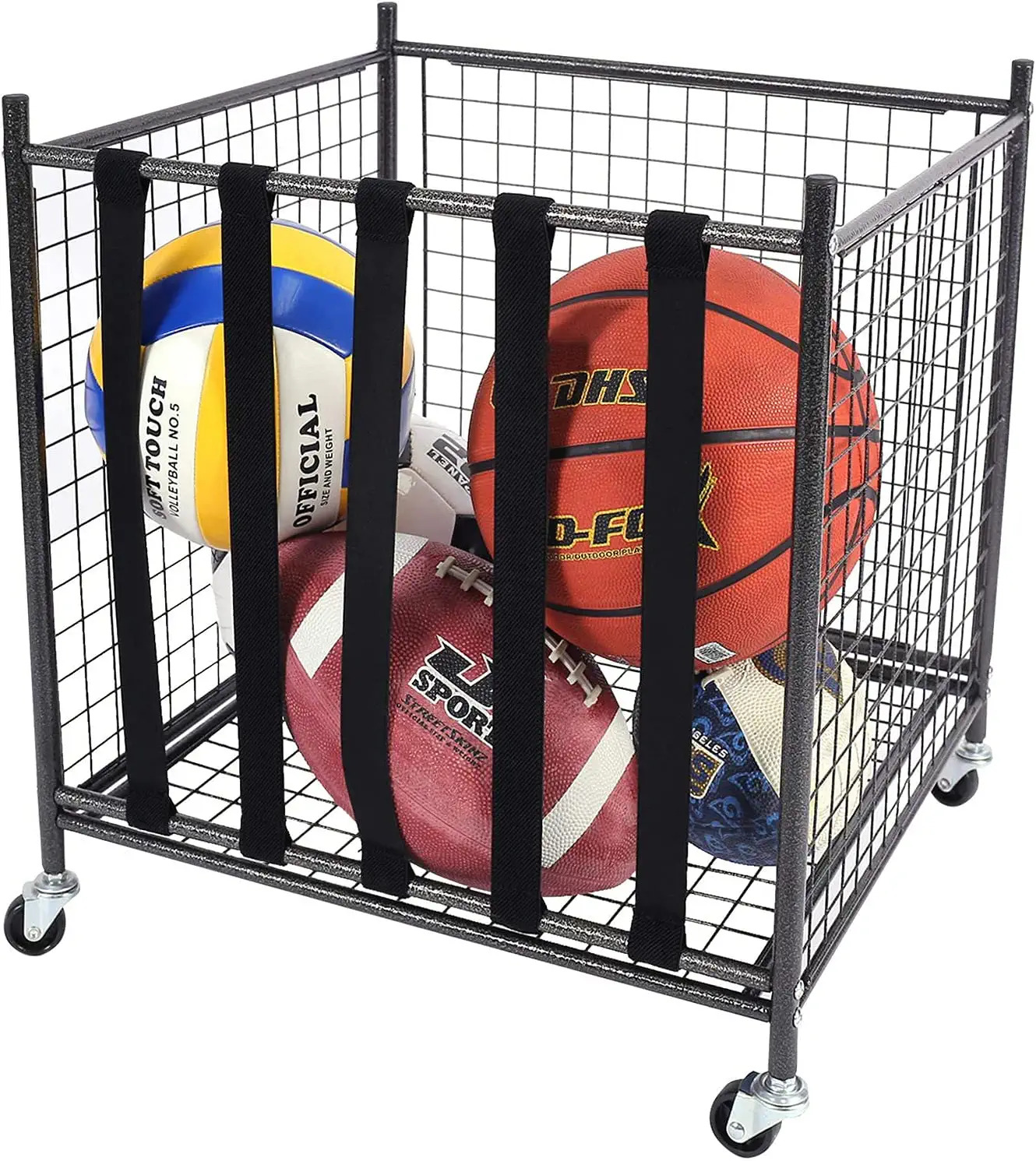 Mythinglogic Rolling Sports Ball Storage Cart Sport Lockable Ball Storage Locker