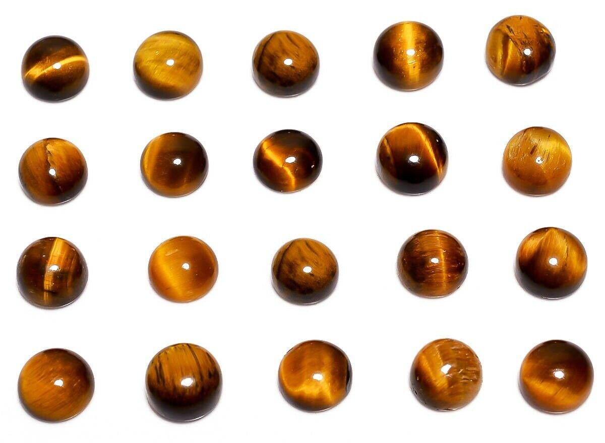 Natural Tiger Eye 3x3mm To 10x10mm Round Cabochon Loose Gemstone