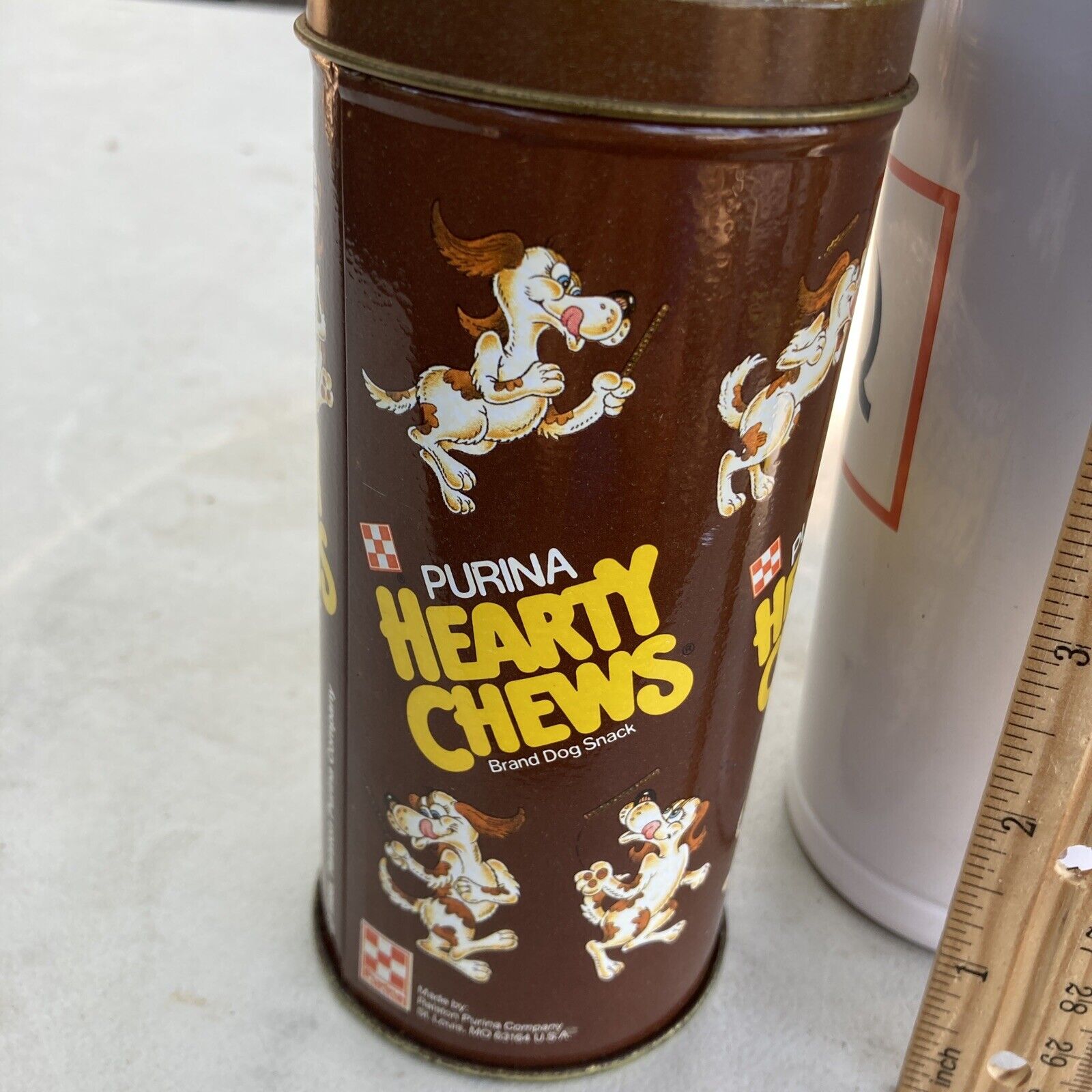 Vintage Ralston Purina Hearty Chews Brand Dog Snacks Tin ( Empty ) 1988