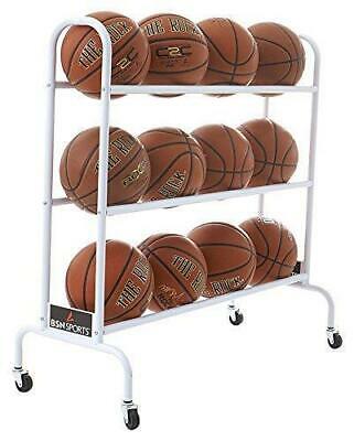 Durable Ball Storage Cart With Wheels Rack 12 Basketball Balls Space Saving
